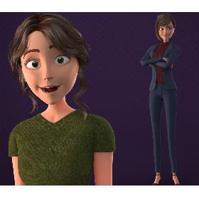 3D CARTOON MOTHER 2 - TOON WOMAN rigged model